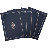 Fundas para tarjetas de certificado- acabado de lino- 5 unidades- color azul